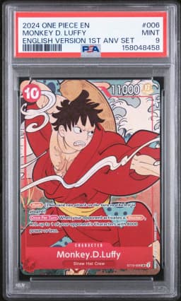 2024 #006 Monkey D. Luffy PSA 9 One Piece English Version 1st Anniversary Set
