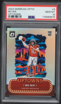 2024 #3 Bo Nix PSA 10 Panini Donruss Optic Uptowns Football