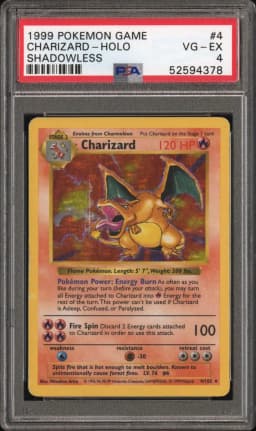 1999 #4 Charizard-Holo Shadowless PSA 4 Game