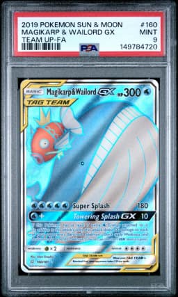 2019 #160 Full Art/Magikarp & Wailord GX PSA 9 Sun & Moon Team Up