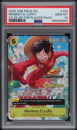 2025 #109 Monkey D. Luffy PSA 10 One Piece Championship 25-26 Top Player Pack