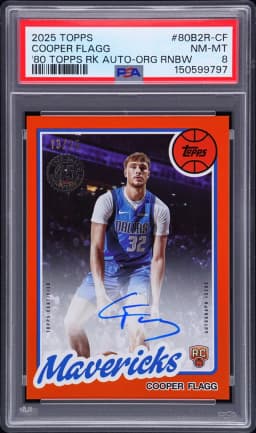 2025 #80B2R-CF Cooper Flagg PSA 8 Topps 1980-81 Topps Basketball Rookie Autographs