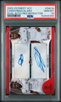 2022 #DACA David Alaba/Eduardo Camavinga PSA 10 Topps Finest UEFA Club Competitions Dual Autographs