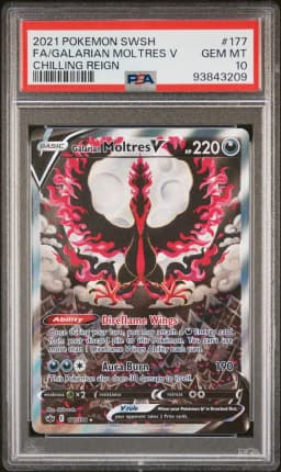 2021 #177 Full Art/Galarian Moltres V PSA 10 Sword & Shield Chilling Reign Pokemon