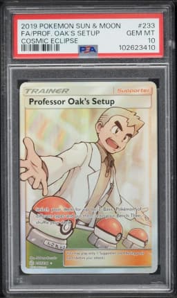 2019 #233 Full Art/Professor Oak's Setup PSA 10 Sun & Moon Cosmic Eclipse Pokemon