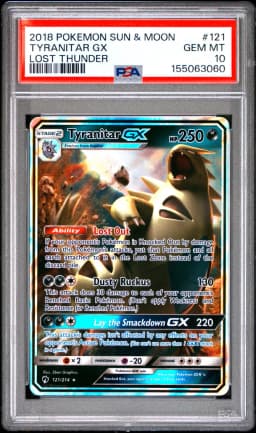 2018 #121 Tyranitar GX PSA 10 Sun & Moon Lost Thunder