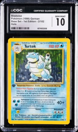 1999 #2 Turtok-Holo 1st Edition CGC 10 German Pokemon