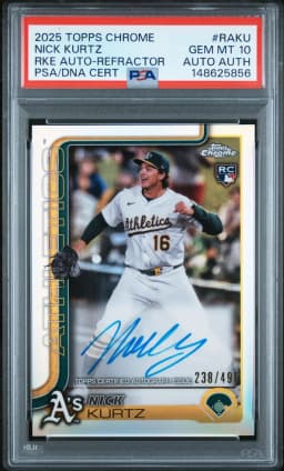 2025 #RAKU Nick Kurtz PSA 10 Topps Chrome Rookie Autographs
