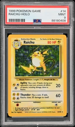 1999 #14 Raichu-Holo PSA 9 Game