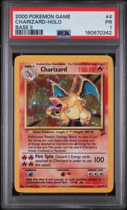 2000 #4 Charizard-Holo PSA 1 Game Base II