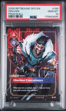 2026 #185 Draven - Glorious Executioner PSA 10 Riftbound: League of Legends Sfd-Spiritforged Plated Legends
