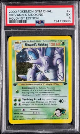 2000 #7 Giovanni's Nidoking Holo-1st Edition PSA 5 Gym Challenge Pokemon