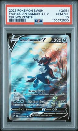 2023 #GG51 Full Art/Hisuian Samurott V PSA 10 Sword and Shield Crown Zenith