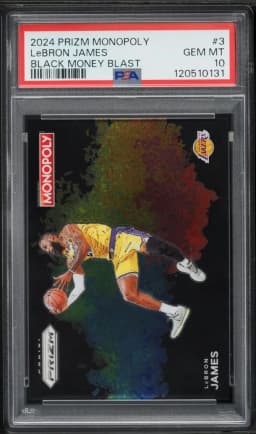 2024 #3 LeBron James PSA 10 Panini Prizm Monopoly Black Money Blast Basketball