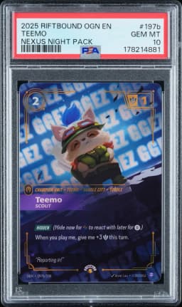 2025 #197b Teemo - Scout PSA 10 Riftbound: League of Legends Ogn-Origins