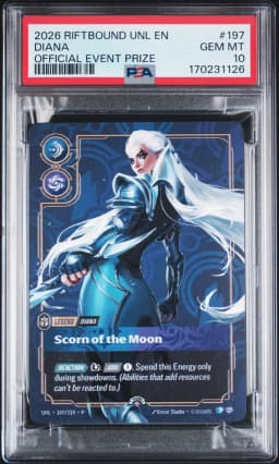 2026 #197 Diana - Scorn of the Moon PSA 10 Riftbound: League of Legends Unl-Unleashed Plated Legends