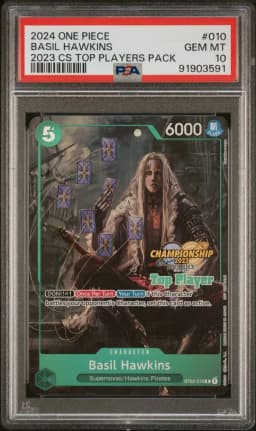2024 #010 Basil Hawkins PSA 10 One Piece Championship 2023 Top Players Pack