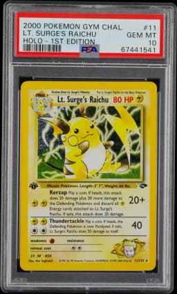 2000 #11 LT. Surge's Raichu PSA 10 Gym Challenge