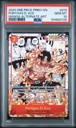 2024 #013 Portgas D. Ace PSA 10 PRB01-Premium Booster - Card the Best- One Piece