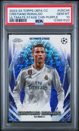 2023 #USC44 Cristiano Ronaldo PSA 10 Topps UEFA Club Competitions Ultimate Stage Chrome