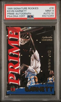1995 #16 Kevin Garnett PSA 9 Signature Rookies Prime