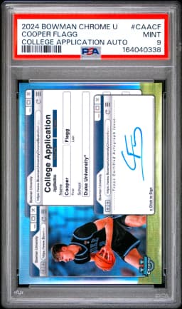 2024 #CAACF Cooper Flagg PSA 9 Bowman Chrome University College Application Autographs