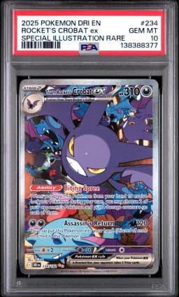 2025 #234 Team Rocket's Crobat EX PSA 10 Dri EN-Destined Rivals