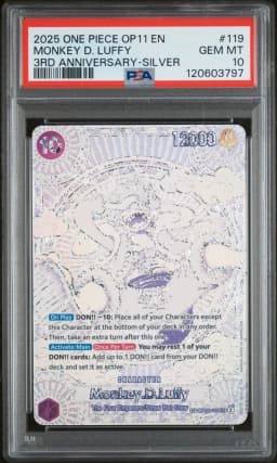 2025 #119 Monkey D. Luffy PSA 10 One Piece OP11-A Fist of Divine Speed