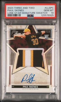 2024 #LLSPC Paul Skenes PSA 10 Panini Three and Two Lone Star Signature Swatches