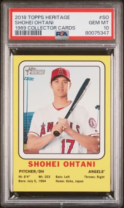 2018 #SO Shohei Ohtani PSA 10 Topps Heritage 1969 Collector Cards