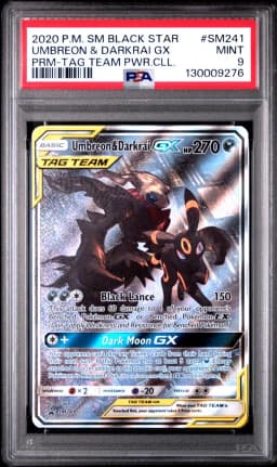 2020 #SM241 Umbreon & Darkrai GX PSA 9 SM Black Star Promo