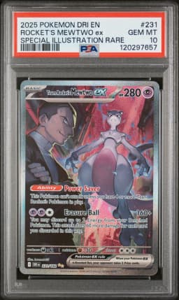 2025 #231 Team Rocket's Mewtwo EX PSA 10 Dri EN-Destined Rivals