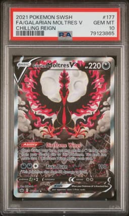 2021 #177 Full Art/Galarian Moltres V PSA 10 Sword & Shield Chilling Reign