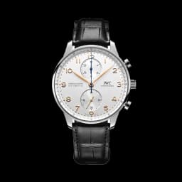 IWC Portugieser Chronograph Gold Accents 41mm - Silver-Plated on Leather Strap