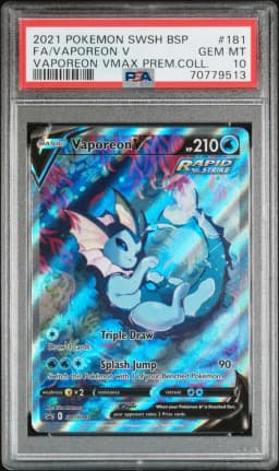 2021 #181 Full Art/Vaporeon V PSA 10 Swsh Black Star Promo Pokemon