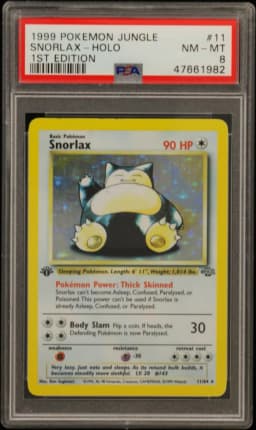 1999 #11 Snorlax-Holo 1st Edition PSA 8 Jungle