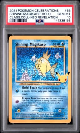 2021 #66 Shining Magikarp-Holo PSA 10 Celebrations Classic Collection