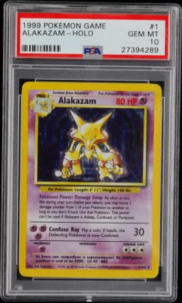1999 #1 Alakazam-Holo PSA 10 Game