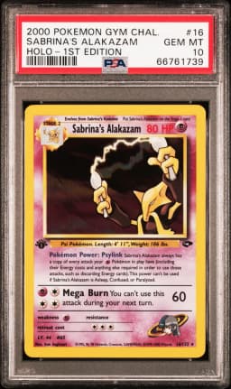 2000 #16 Sabrina's Alakazam PSA 10 Gym Challenge