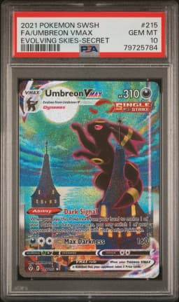 2021 #215 Full Art/Umbreon Vmax PSA 10 Sword & Shield Evolving Skies