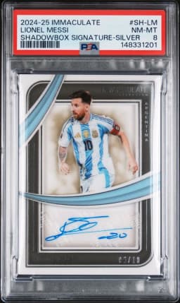 2024 #SH-LM Lionel Messi PSA 8 Panini Immaculate Collection Shadowbox Signatures