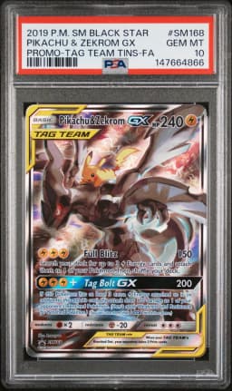 2019 #SM168 Full Art/Pikachu & Zekrom GX PSA 10 SM Black Star Promo