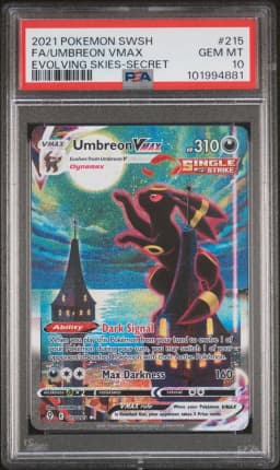 2021 #215 Full Art/Umbreon Vmax PSA 10 Sword & Shield Evolving Skies