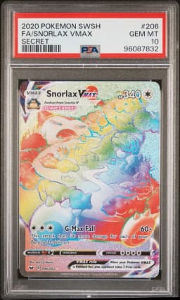 2020 #206 Full Art/Snorlax Vmax PSA 10 Sword & Shield