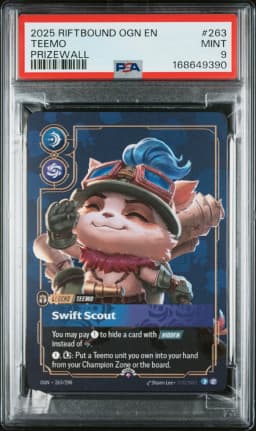 2025 #263 Teemo - Swift Scout PSA 9 Riftbound: League of Legends Ogn-Origins Plated Legends
