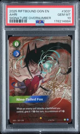 2025 #303* Ahri - Nine-Tailed Fox PSA 10 Riftbound: League of Legends Ogn-Origins
