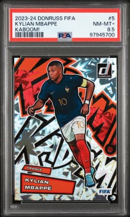 2023 #5 Kylian Mbappe PSA 8.5 Panini Donruss FIFA Kaboom!