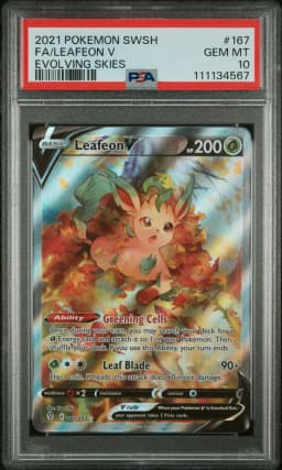 2021 #167 Full Art/Leafeon V PSA 10 Sword & Shield Evolving Skies