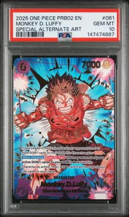2025 #061 Monkey D. Luffy PSA 10 One Piece PRB02-Premium Booster -One Piece Card the Best- Vol.2