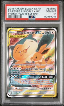 2019 #SM169 Full Art/Eevee & Snorlax GX PSA 10 SM Black Star Promo